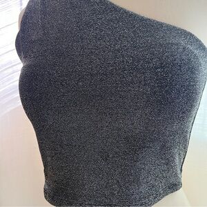 Klassy Network Silver Sparkly One Shoulder Tank